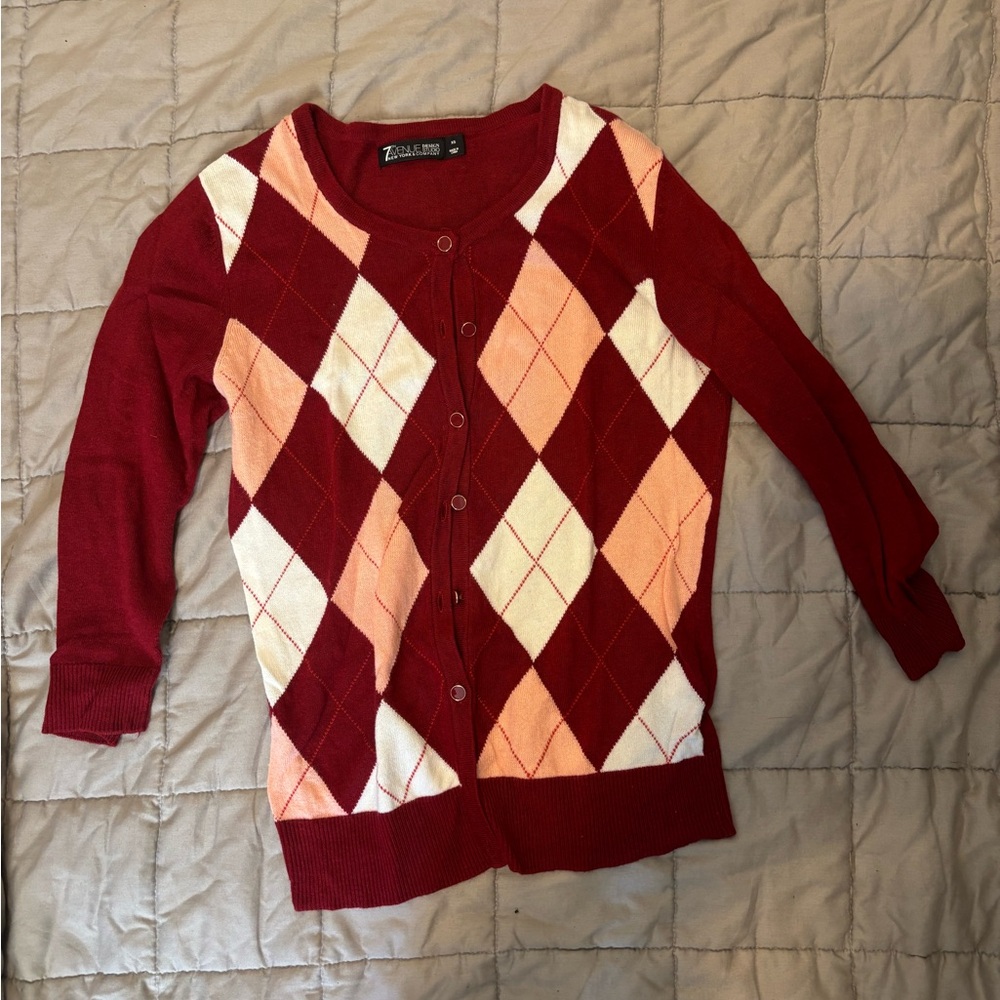 Women’s NY & Co. 7th Avenue Cardigan Argyle Sweater